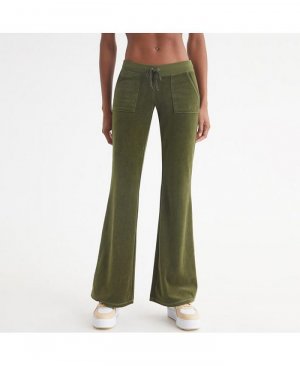 Женские спортивные брюки Heritage с низкой посадкой и карманами на кнопках , зеленый Juicy Couture