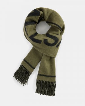 Шерстяной шарф с логотипом Underground Needle Punch , рожь зеленый/черный AllSaints