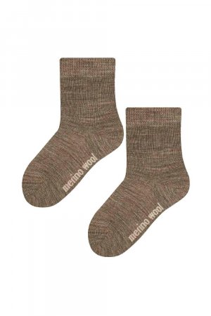 Теплые термовязаные носки в рубчик из шерсти мериноса на зиму , бежевый Steven