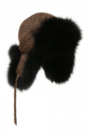 Пуховая шапка-ушанка Yves Salomon Enfant. Цвет: коричневый