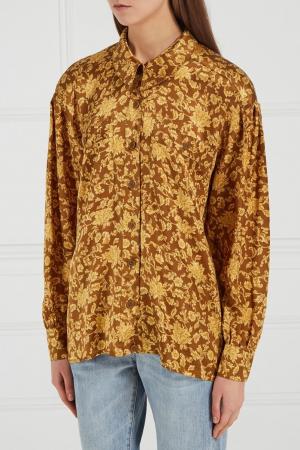 Шелковая блузка с принтом (80-е) Escada by Margaretha Ley Vintage. Цвет: желтый