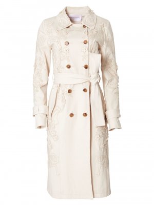 Двубортное пальто с вышивкой , экру Carolina Herrera