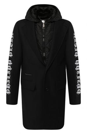 Шерстяное пальто с подстежкой Philipp Plein. Цвет: черный