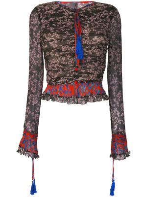 Присборенная блузка с баской Pascal Millet. Цвет: многоцветный