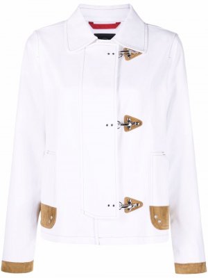 3-Ganci leather-detailed jacket Fay. Цвет: белый