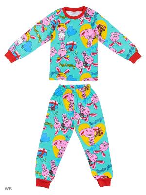 Пижама для девочки Bonito kids. Цвет: бирюзовый, серый меланж