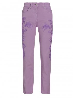 Укороченные джинсы скинни с вышивкой , фиолетовый Etro