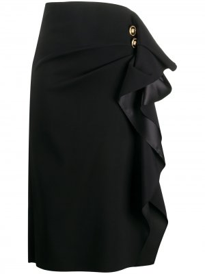 Юбка миди с оборками Versace. Цвет: черный
