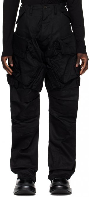 Черные широкие джинсовые брюки-карго с противогазом Julius
