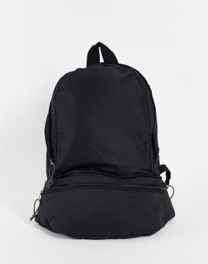 Складной рюкзак и сумка через плечо из нейлона черного цвета -Черный цвет ASOS DESIGN
