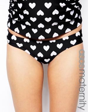 Exclusive Swimwear Pant In Heart Print ASOS Maternity. Цвет: принт в виде сердца