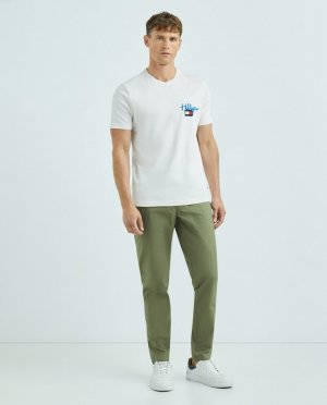 Мужские повседневные брюки челси бежевого цвета , темно-зеленый Tommy Hilfiger. Цвет: зеленый