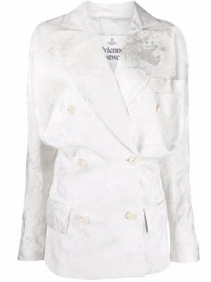 Двубортный жаккардовый пиджак Vivienne Westwood. Цвет: белый