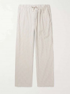 Пижамные брюки из органического хлопка и поплина в полоску, белый Tekla