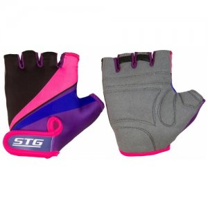 Перчатки велосипедные мод.909 с защитной прокладкой,застежка на липучке,размер ХС,Фиолет/черн/розовые STG. Цвет: черный/розовый/фиолетовый