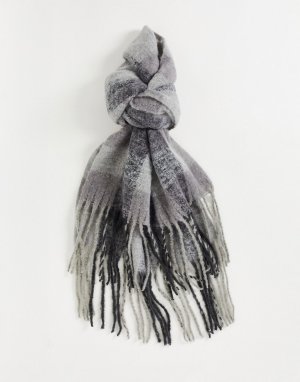 Черно-серый oversized-шарф в клетку -Разноцветный Selected Homme