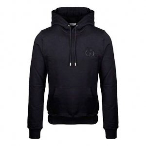Толстовка DIOR Plain Letter Cd Logo Cotton Hooded Sweatshirt For Men Black, черный