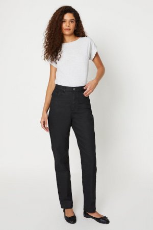 Высокие прямые джинсы с покрытием , черный Dorothy Perkins