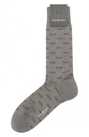 Хлопковые носки Zegna. Цвет: серый