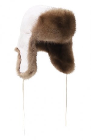 Шапка-ушанка Селин с отделкой из меха соболя FurLand. Цвет: белый
