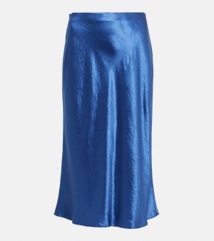 Атласная юбка-комбинация VINCE, синий Vince