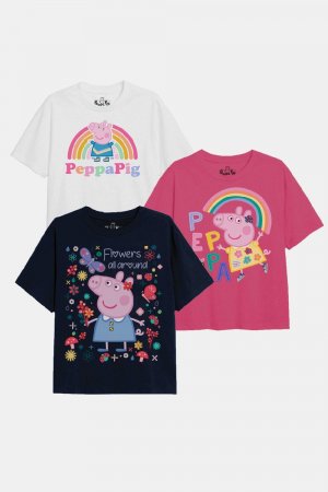 Комплект футболок для девочек «Радуга и цветы» (3 шт.) , мультиколор Peppa Pig