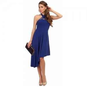 Платье с асимметричной юбкой (6711, синий, размер: 44) Mondigo. Цвет: синий