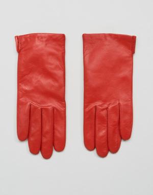 Кожаные перчатки Weekday. Цвет: красный