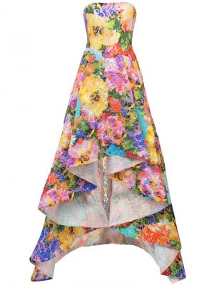 Длинное платье без бретелей с цветочным принтом Monique Lhuillier. Цвет: многоцветный