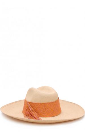 Соломенная шляпа с плетеной лентой Artesano. Цвет: кремовый