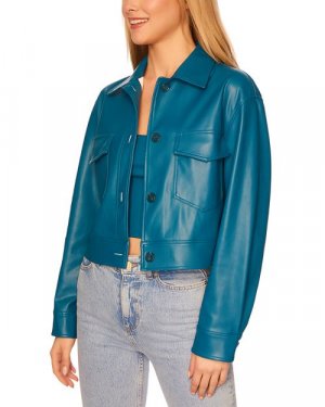 Укороченная куртка из искусственной кожи Susana Moncao Monaco, цвет Blue monaco