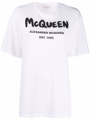 Футболка с логотипом Alexander McQueen. Цвет: белый