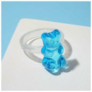 Кольцо Мармеладный мишка, цвет голубой, размер 17 GrowUp. Цвет: голубой