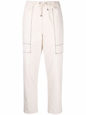 Укороченные брюки с кулиской Brunello Cucinelli. Цвет: бежевый