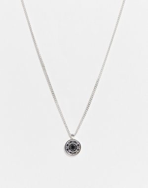 Серебристое ожерелье с подвеской в виде украшенного колеса -Серебристый Icon Brand