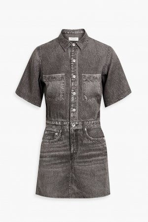 Платье-рубашка Tencel мини с джинсовым принтом RAG & BONE, угольный bone