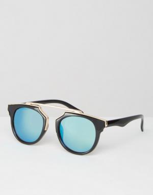 Солнцезащитные очки в стиле ретро Missguided. Цвет: серебряный