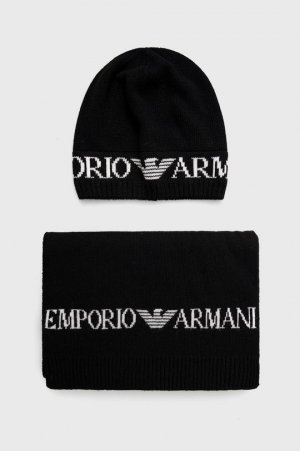 Шапка и шарф с добавлением шерсти , черный Emporio Armani