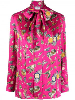 Шелковая блузка 1990-х годов с принтом Chanel Pre-Owned. Цвет: розовый