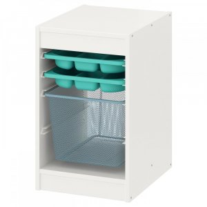 Комбинация для хранения ИКЕА ТРУФАСТ с лотком белый бирюзовый серо-синий 34x44x56 см IKEA