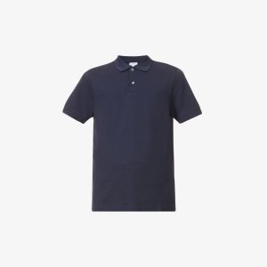 Рубашка-поло из хлопкового пике с короткими рукавами , темно-синий Sunspel