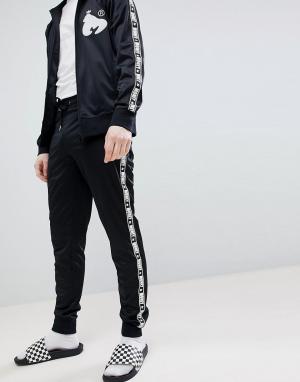 Черные спортивные штаны с контрастными полосками по бокам -Черный Money