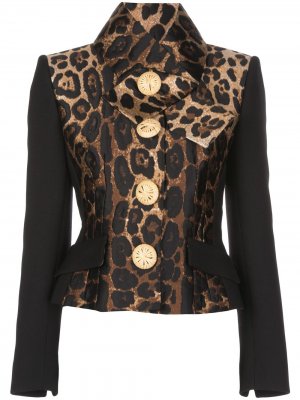 Блейзер с леопардовым принтом Dolce & Gabbana. Цвет: черный