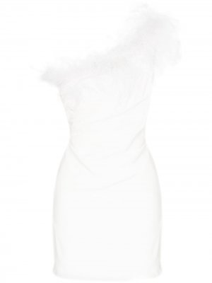 Платье мини Fiama с перьями De La Vali. Цвет: белый