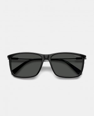 Черные мужские солнцезащитные очки прямоугольной формы с поляризационными линзами , черный Polaroid