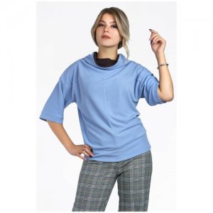 Блуза SettyS Collection, повседневный стиль, свободный силуэт, размер 48, голубой Setty'S Collection. Цвет: голубой