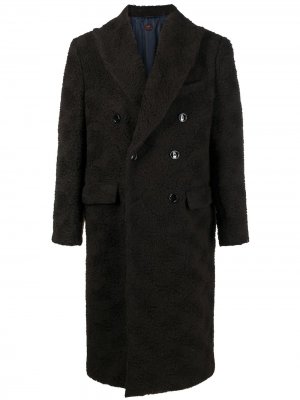 Фактурное двубортное пальто MP Massimo Piombo. Цвет: коричневый
