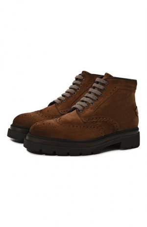 Замшевые ботинки Santoni. Цвет: коричневый