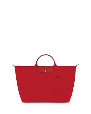 Большая зеленая дорожная сумка Le Pliage из переработанного нейлона , цвет Red Longchamp