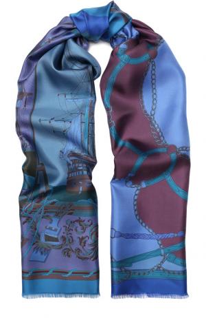 Шелковый шарф с принтом Franco Ferrari. Цвет: голубой